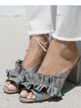 Loeffler Randall Esme Rainbow Ruffle Open Toe Heel/Mule